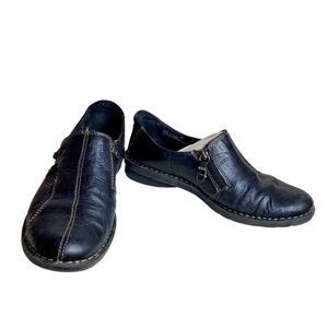 Clarks Bendables Women's‎ Slip-on Shoes Black Leather Side Zip Closure Size 7M